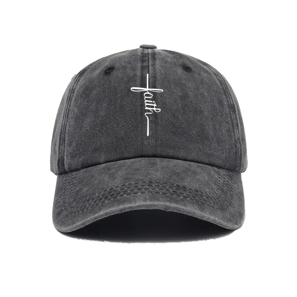 Printed Faith Soft Top Baseball Cap Unisex Outdoor Sun Protection Washable Retro Style Windproof Hat for Men And Women