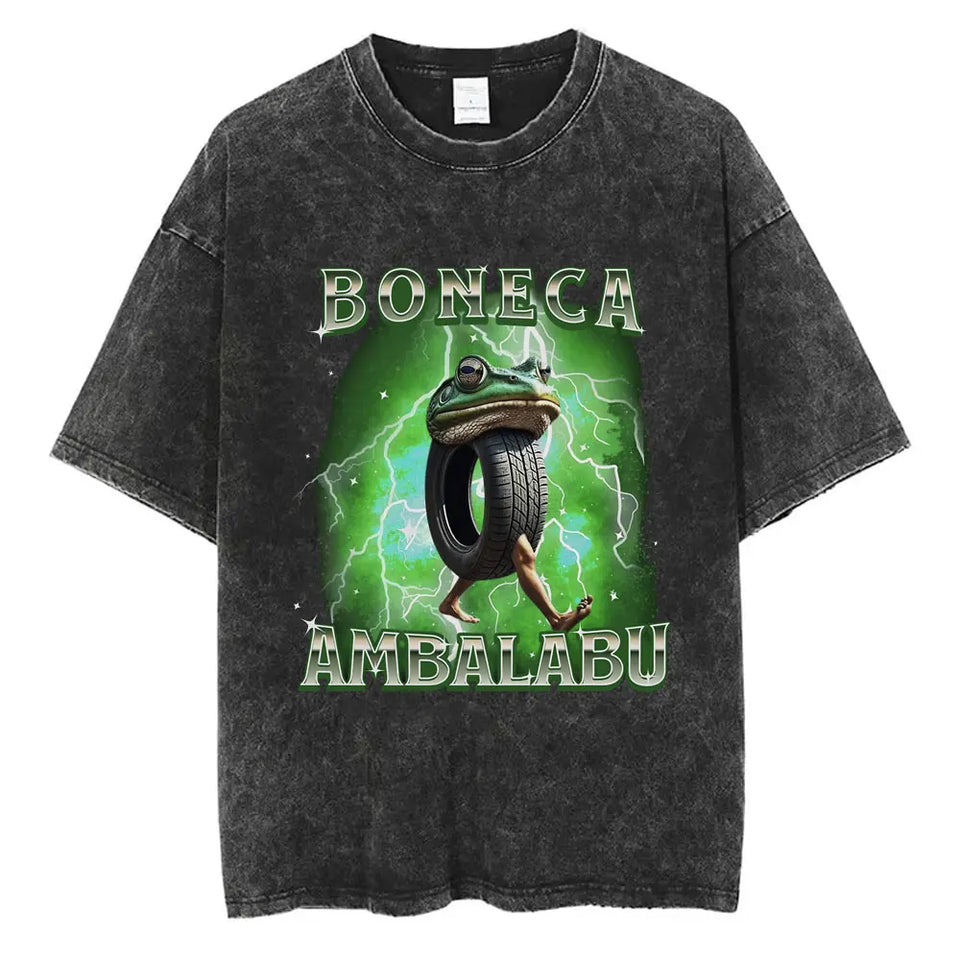 Brr Brr Patapim Washed Vintgae T-shirt Funny Italian Brainrot Meme Tshirt Men Women Fashion Tees Male Casual T Shirts Ins Y2k