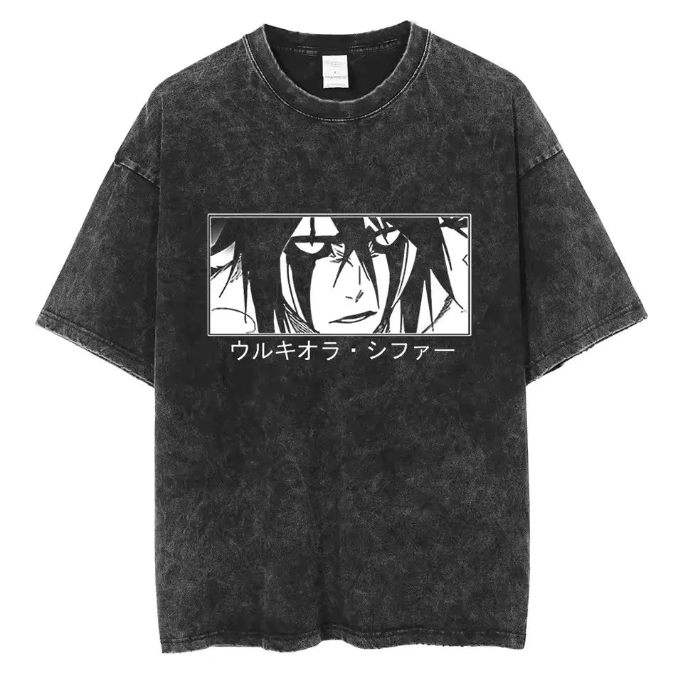 Japan Anime Bleach Zaraki Kenpachi Graphic Printed T Shirt Men Women Manga Tshirts Harajuku High Quality Washed Cotton T-shirt