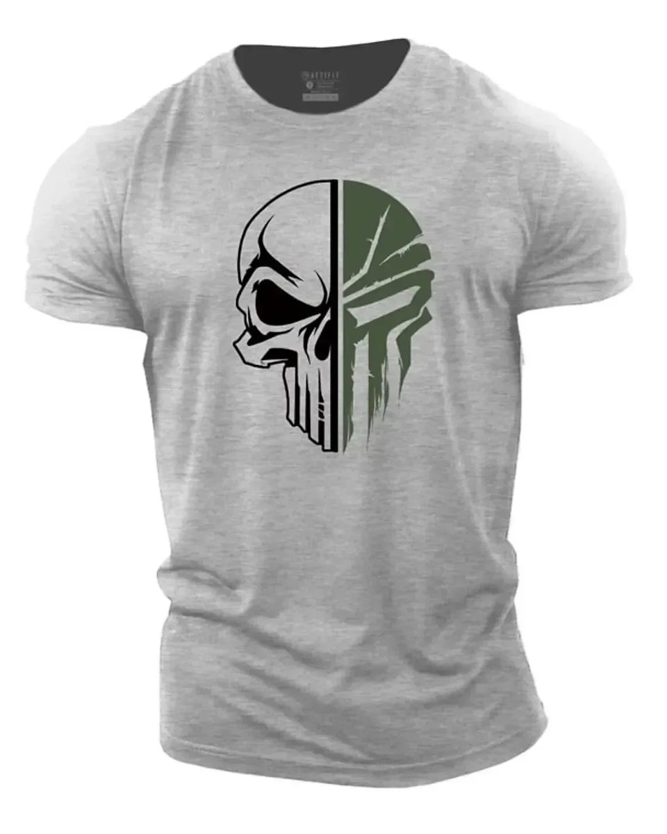 3D Men's T shirt for men Print Military Skull T Shirt Oversized Gym Short-Sleeved Sportswear Men Clothing Sport Top Tees