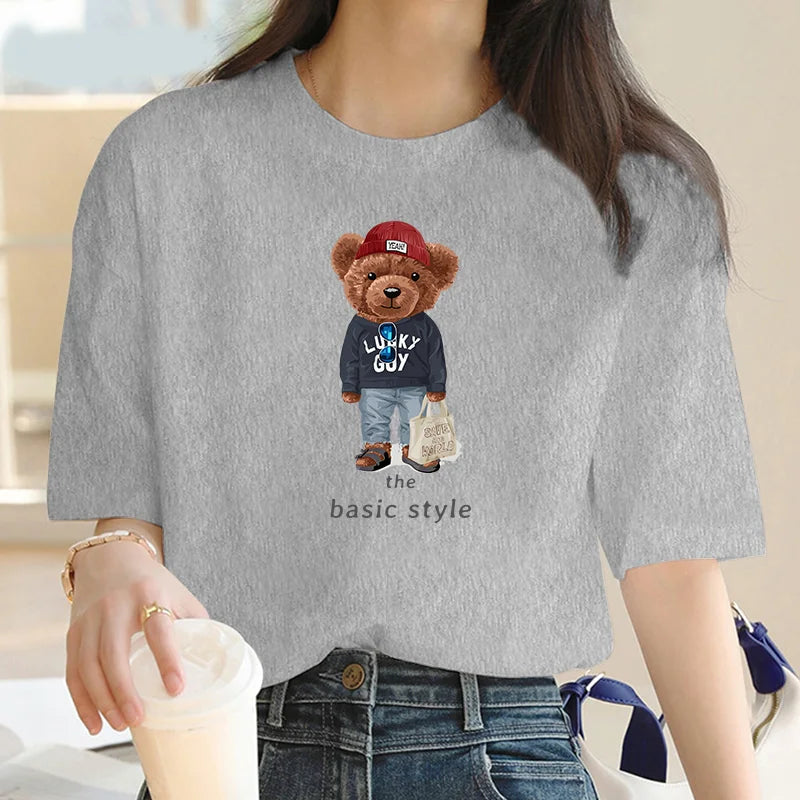 Plus Size T Shirts Summer Luxury Brand Cotton Casual Round Neck Short Sleeve High Quality Woman Tees Tops Fashion Blouse