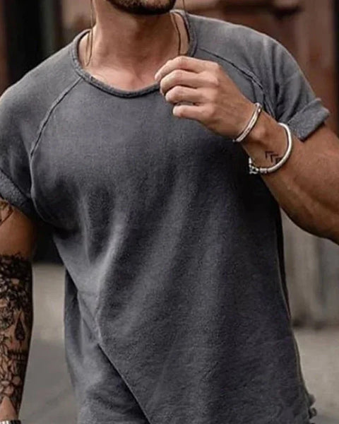 Fashion Oversized T-shirts Men Casual Solid Color O Neck Short-sleeved Men's T Shirt Spring Summer Vintage Loose Pullover Tops