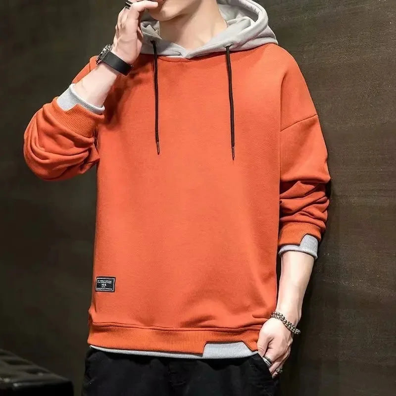 Men's Hoodie Sweatshirt Casual Loose Fashionable Spring Autumn New Style Trendy Versatile Top Trendy Fake Two-Piece Casual Jacke