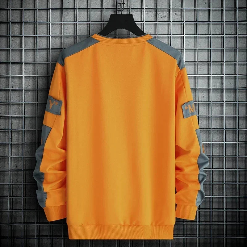 2024 Men Sweatshirt Hoodies Harajuku Hip Hop Streetwear Casual Men's Pullover Hoodie Spring Autumn Patchwork Sweatshirts Mend