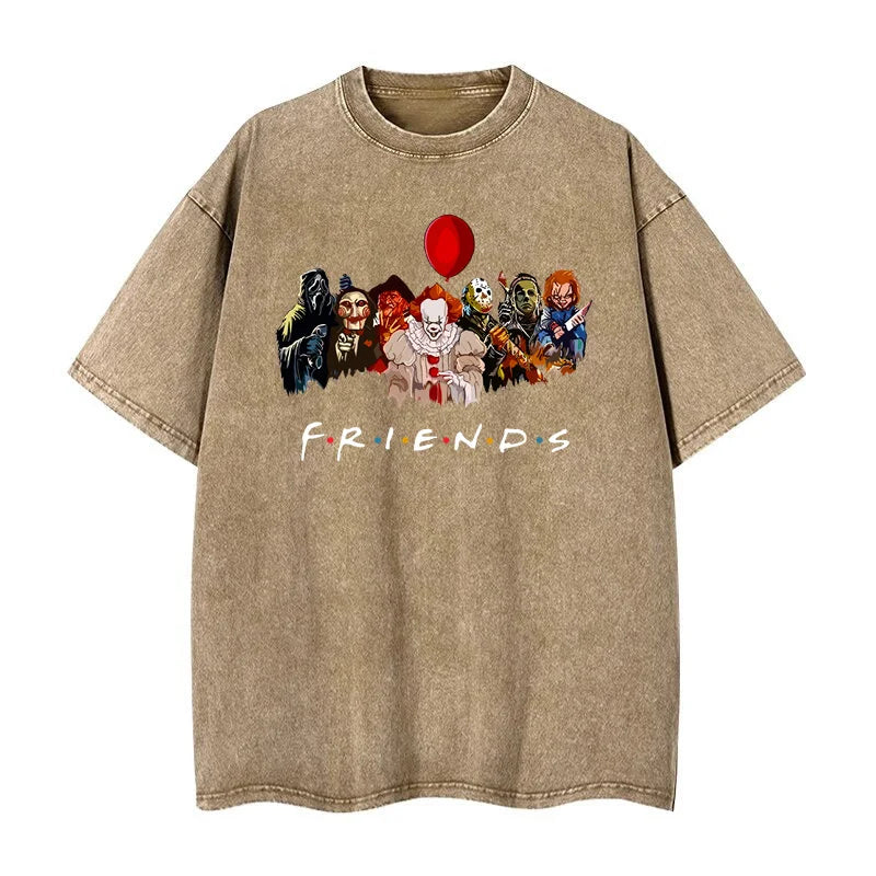 Cartoon clown friends simple loose comfortable breathable wash T-shirt