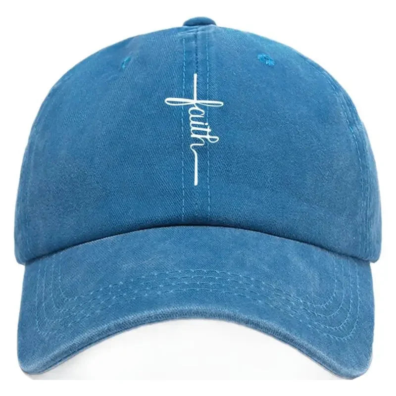 Printed Faith Soft Top Baseball Cap Unisex Outdoor Sun Protection Washable Retro Style Windproof Hat for Men And Women
