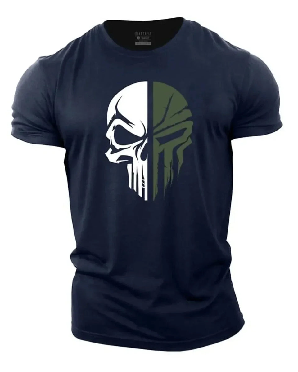 3D Men's T shirt for men Print Military Skull T Shirt Oversized Gym Short-Sleeved Sportswear Men Clothing Sport Top Tees