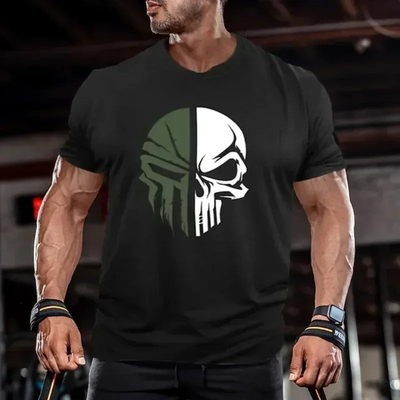 3D Men's T shirt for men Print Military Skull T Shirt Oversized Gym Short-Sleeved Sportswear Men Clothing Sport Top Tees