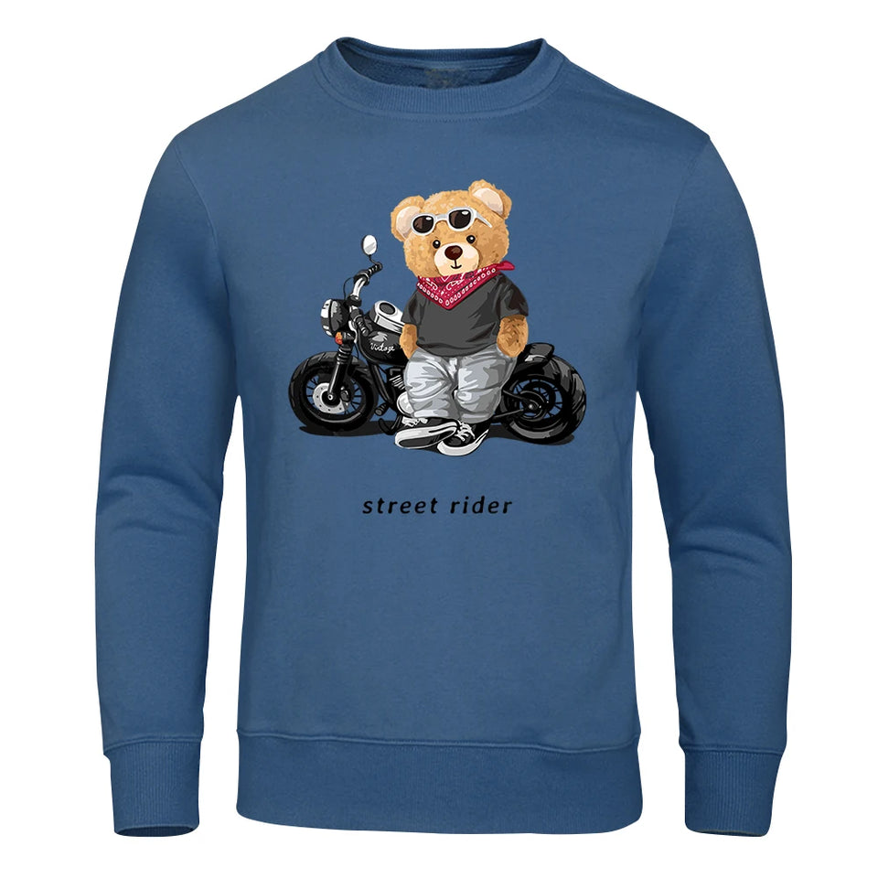 Motorcycle Enthusiast Street Rider Hoodie Men'S Sport Pullover Top Soft Streetwears Comfortable O-Neck Sweatshirt Mens