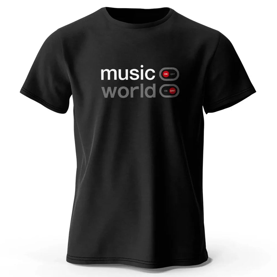 Men's Music World Printed T-Shirt  Cotton Oversized Classic Funny Graphic Tees for Men Women Summer Tops