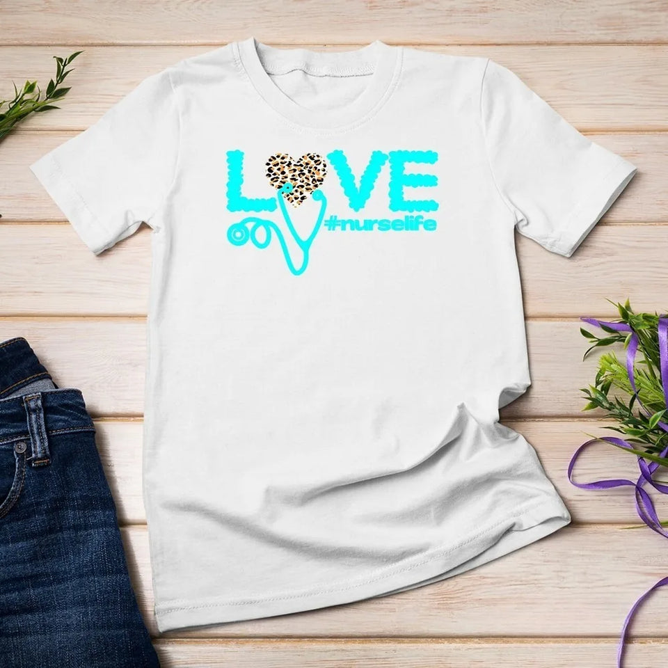 Nurse Day Life Theme T Shirt Nurses Week Healthcare Nursing Unisex T-shirt Women Crewneck Cotton Short Sleeve Casual Summer Tee