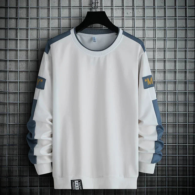 2024 Men Sweatshirt Hoodies Harajuku Hip Hop Streetwear Casual Men's Pullover Hoodie Spring Autumn Patchwork Sweatshirts Mend