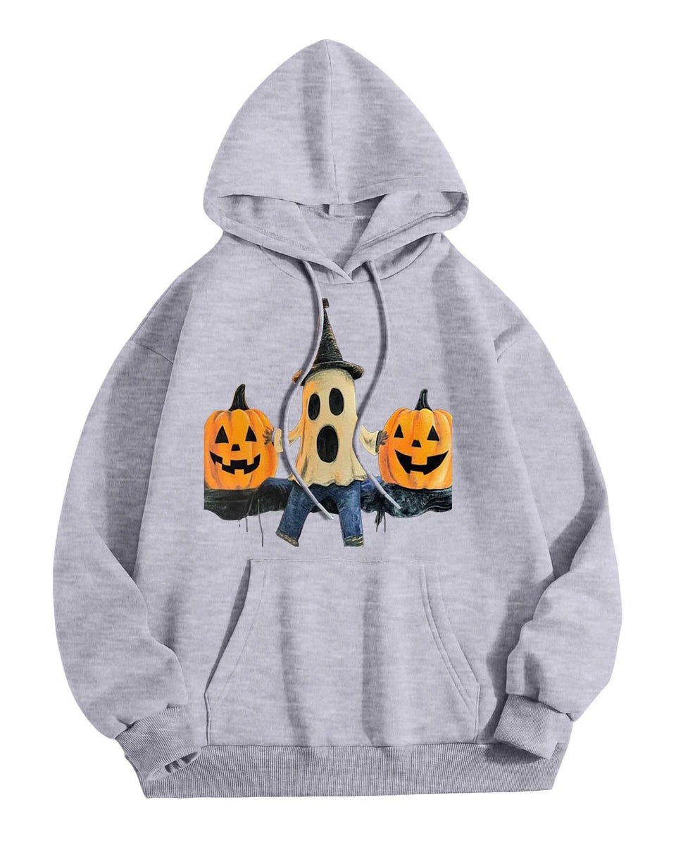 Loose Fit Hoodie Sweatshirt Pumpkin Halloween Men's Fashion Casual Comfortable Streetwear Style China Made Clothing
