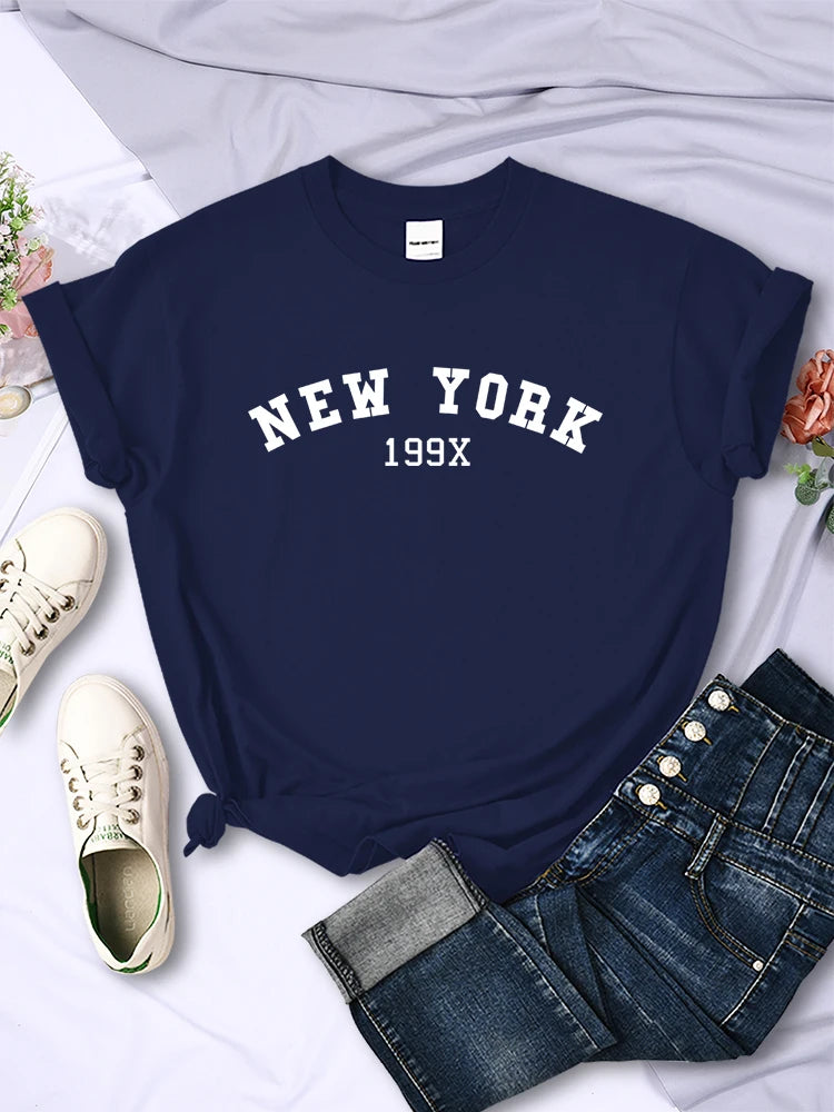 New York 199X Personality Letter T Shirt Womens Fashion Brand Short Sleeve Casual Comfortable Tee Shirtsport Summer T-Shirts