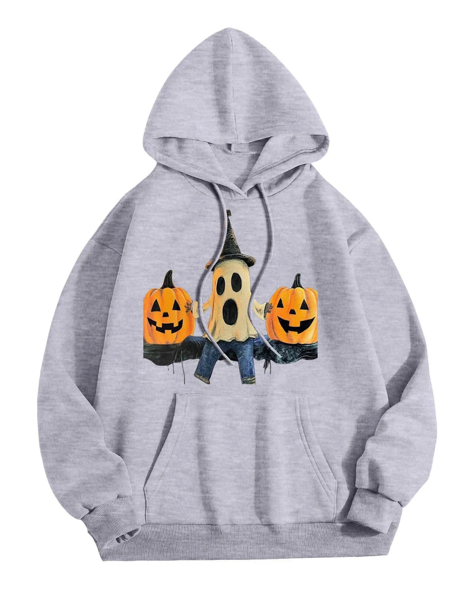 Loose Fit Hoodie Sweatshirt Pumpkin Halloween Men's Fashion Casual Comfortable Streetwear Style China Made Clothing