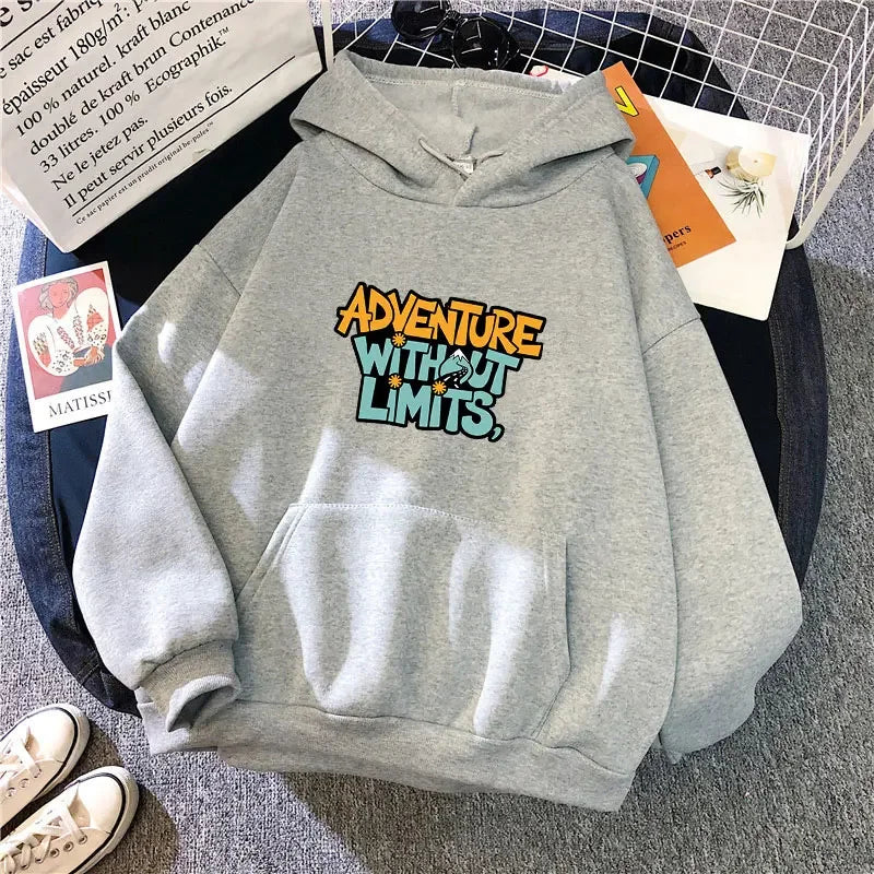 Adventure Without Limits Letters Print Hoody Sweatshirts Teens Pullover Sweatshirt Luxury Streetwear Solid Pullovers Tops