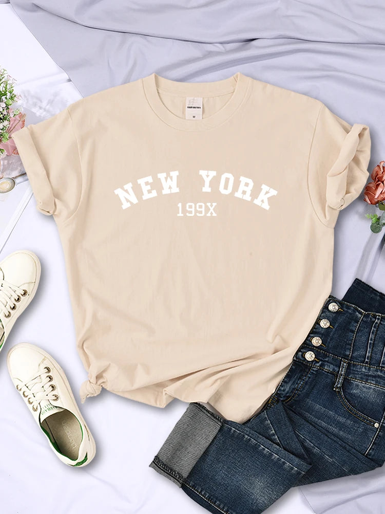 New York 199X Personality Letter T Shirt Womens Fashion Brand Short Sleeve Casual Comfortable Tee Shirtsport Summer T-Shirts