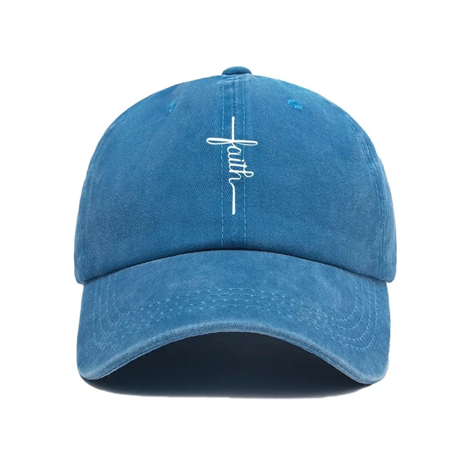 Printed Faith Soft Top Baseball Cap Unisex Outdoor Sun Protection Washable Retro Style Windproof Hat for Men And Women