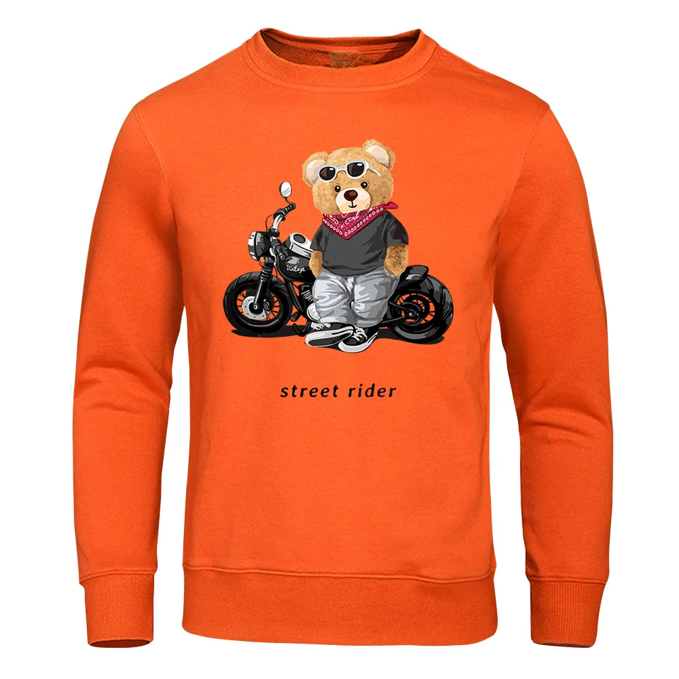 Motorcycle Enthusiast Street Rider Hoodie Men'S Sport Pullover Top Soft Streetwears Comfortable O-Neck Sweatshirt Mens