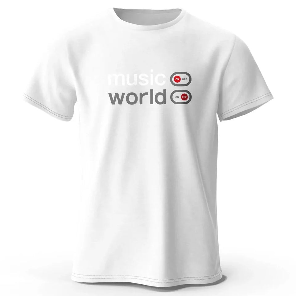 Men's Music World Printed T-Shirt  Cotton Oversized Classic Funny Graphic Tees for Men Women Summer Tops