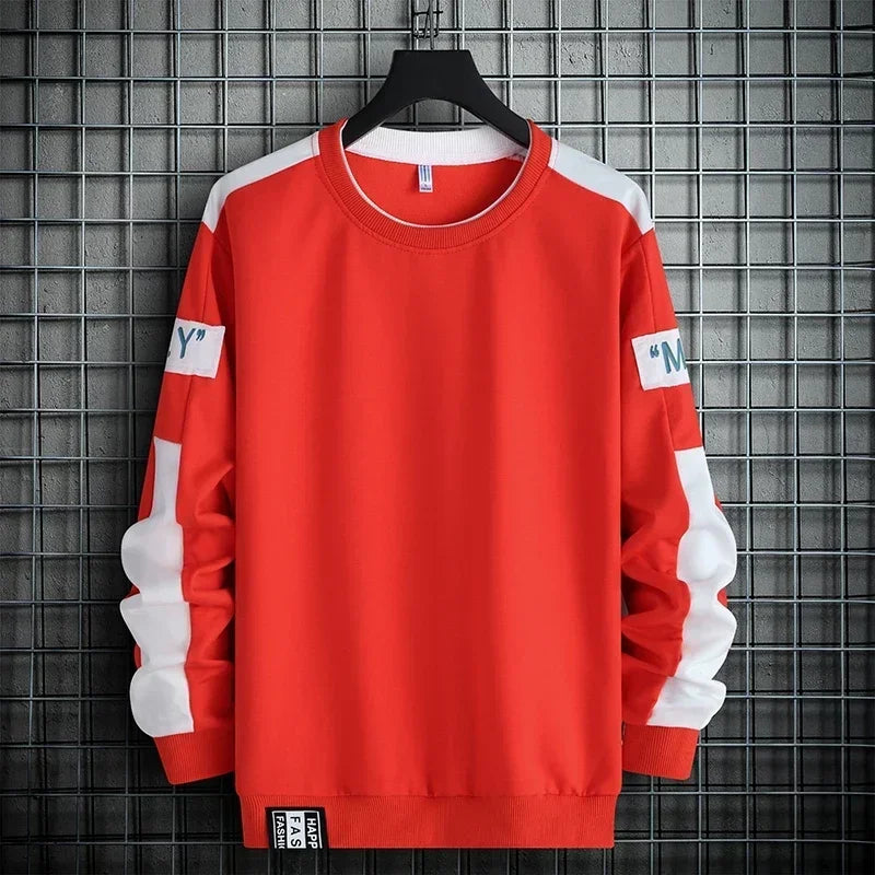 2024 Men Sweatshirt Hoodies Harajuku Hip Hop Streetwear Casual Men's Pullover Hoodie Spring Autumn Patchwork Sweatshirts Mend