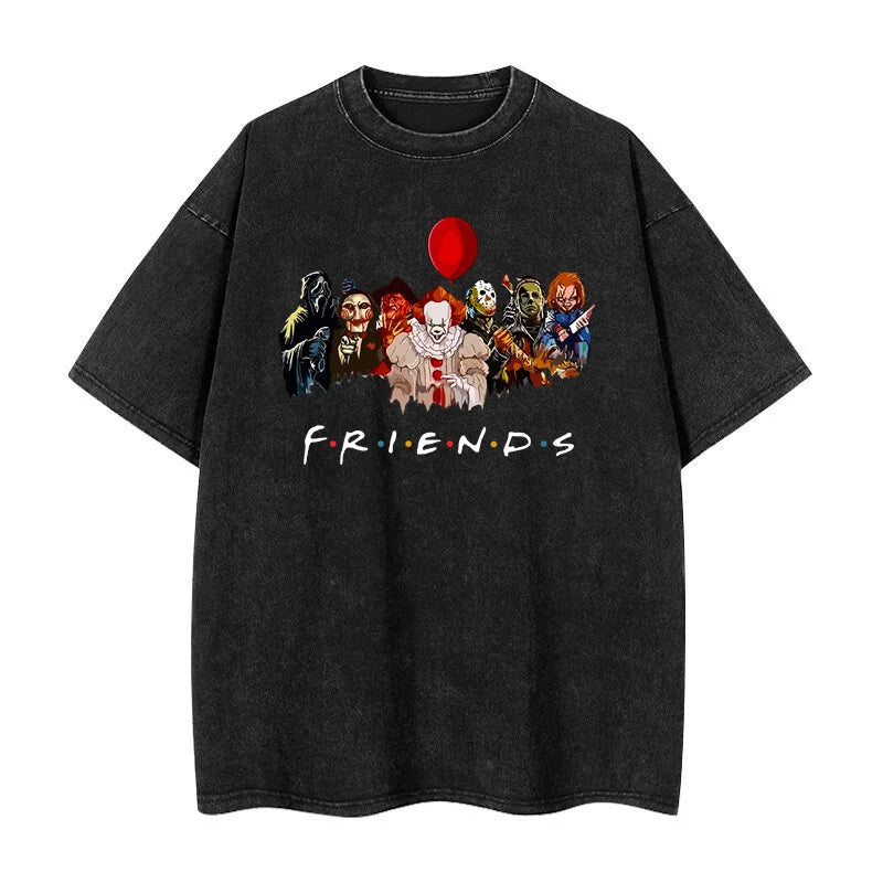 Cartoon clown friends simple loose comfortable breathable wash T-shirt