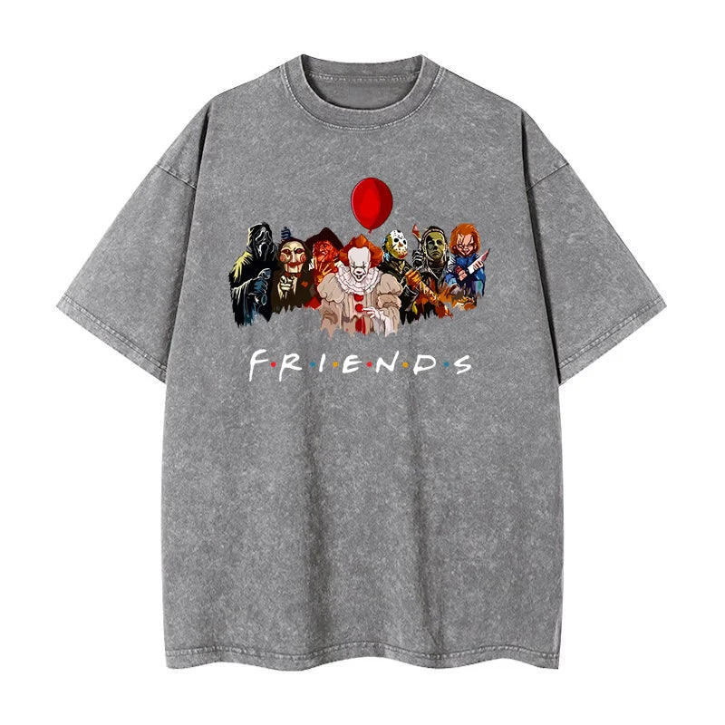 Cartoon clown friends simple loose comfortable breathable wash T-shirt