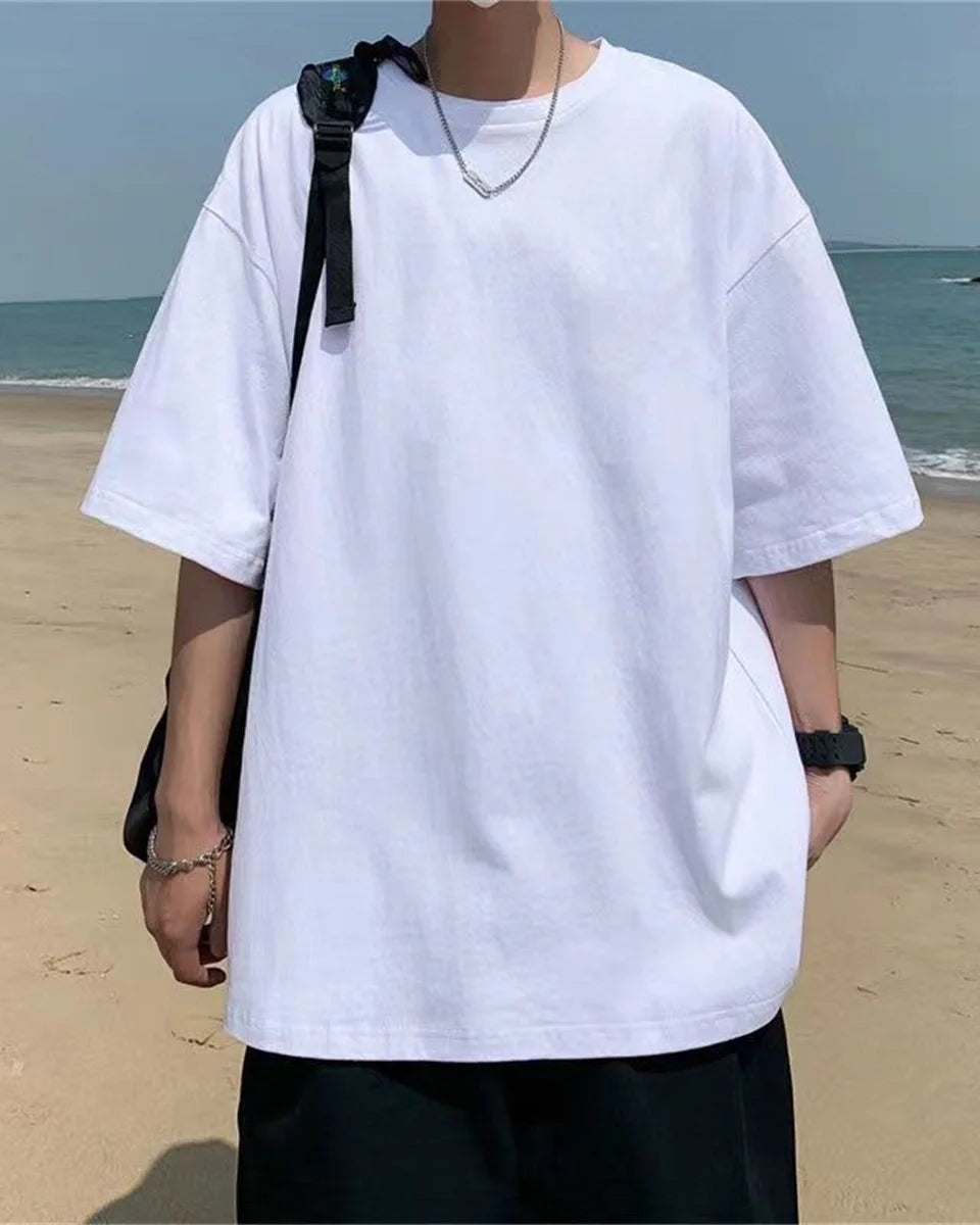 Fashion Solid Polyester T-shirts For Men Basic Tee Casual T shirt Oversized Tops Quality Unisex Short Tshirts Tees Men Clothing