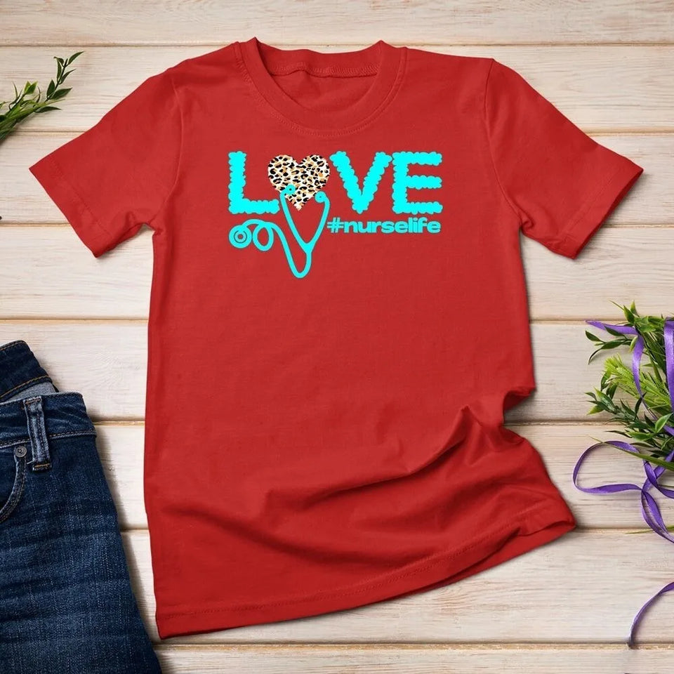 Nurse Day Life Theme T Shirt Nurses Week Healthcare Nursing Unisex T-shirt Women Crewneck Cotton Short Sleeve Casual Summer Tee