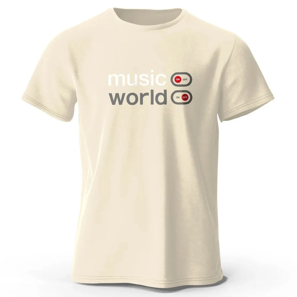 Men's Music World Printed T-Shirt  Cotton Oversized Classic Funny Graphic Tees for Men Women Summer Tops