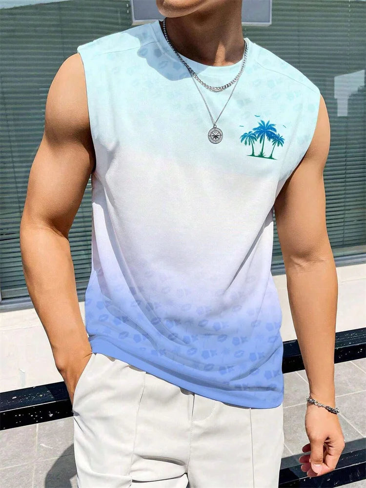 Summer Temperament Men's Tank Top Men's Beach Casual Holiday Wear 3D Printed Daily Outdoor Sports Sleeveless Crew Neck Tank Top