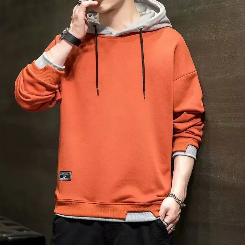 Men's Hoodie Sweatshirt Casual Loose Fashionable Spring Autumn New Style Trendy Versatile Top Trendy Fake Two-Piece Casual Jacke