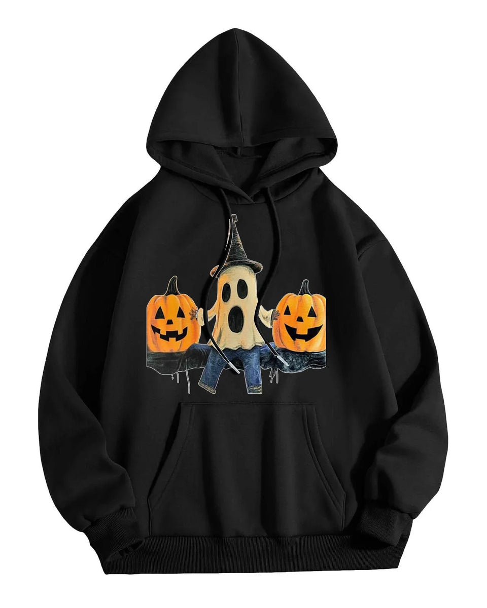 Loose Fit Hoodie Sweatshirt Pumpkin Halloween Men's Fashion Casual Comfortable Streetwear Style China Made Clothing