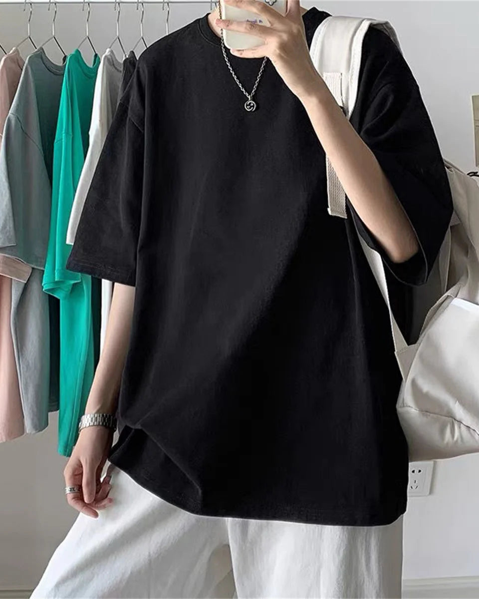 Fashion Solid Polyester T-shirts For Men Basic Tee Casual T shirt Oversized Tops Quality Unisex Short Tshirts Tees Men Clothing