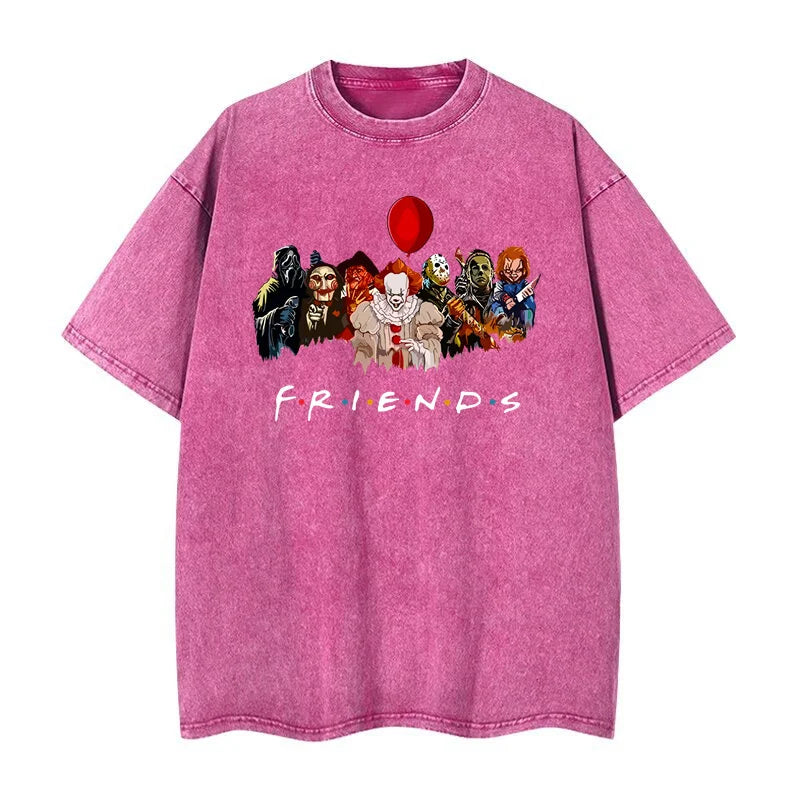 Cartoon clown friends simple loose comfortable breathable wash T-shirt