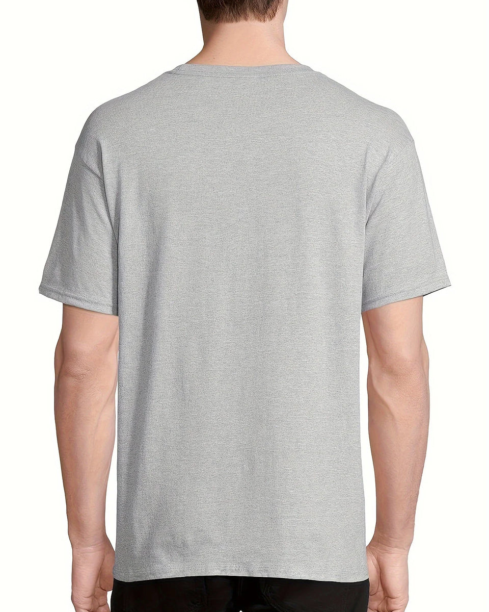 Summer men's 100% cotton comfortable casual loose fit plus size bull pattern print sports round neck short sleeved T-shirt top