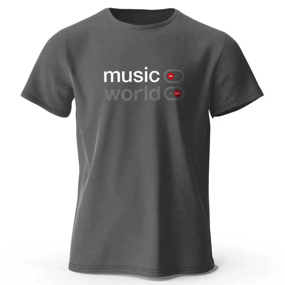Men's Music World Printed T-Shirt  Cotton Oversized Classic Funny Graphic Tees for Men Women Summer Tops