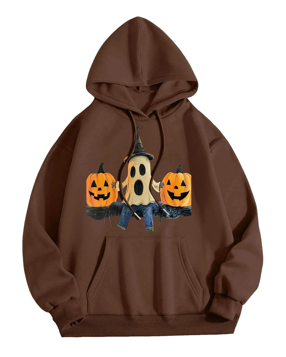 Loose Fit Hoodie Sweatshirt Pumpkin Halloween Men's Fashion Casual Comfortable Streetwear Style China Made Clothing