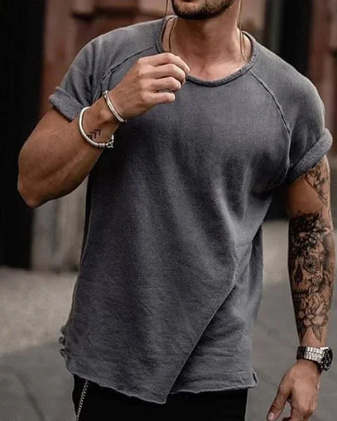 Fashion Oversized T-shirts Men Casual Solid Color O Neck Short-sleeved Men's T Shirt Spring Summer Vintage Loose Pullover Tops