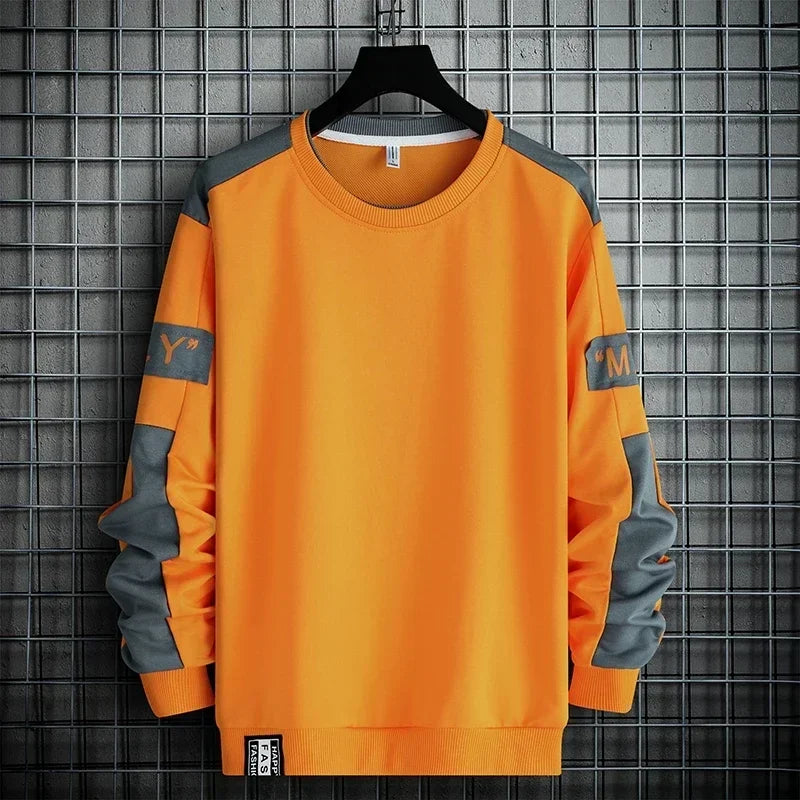 2024 Men Sweatshirt Hoodies Harajuku Hip Hop Streetwear Casual Men's Pullover Hoodie Spring Autumn Patchwork Sweatshirts Mend