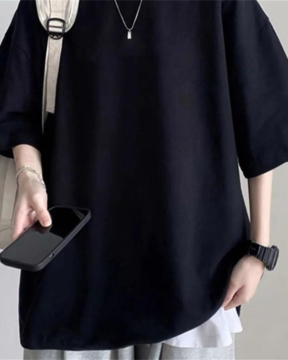 Fashion Solid Polyester T-shirts For Men Basic Tee Casual T shirt Oversized Tops Quality Unisex Short Tshirts Tees Men Clothing