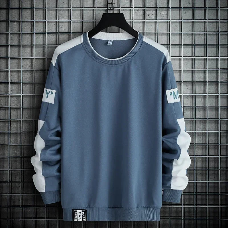 2024 Men Sweatshirt Hoodies Harajuku Hip Hop Streetwear Casual Men's Pullover Hoodie Spring Autumn Patchwork Sweatshirts Mend