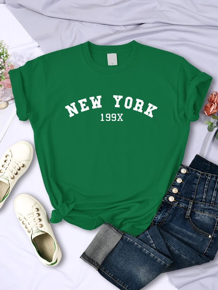 New York 199X Personality Letter T Shirt Womens Fashion Brand Short Sleeve Casual Comfortable Tee Shirtsport Summer T-Shirts