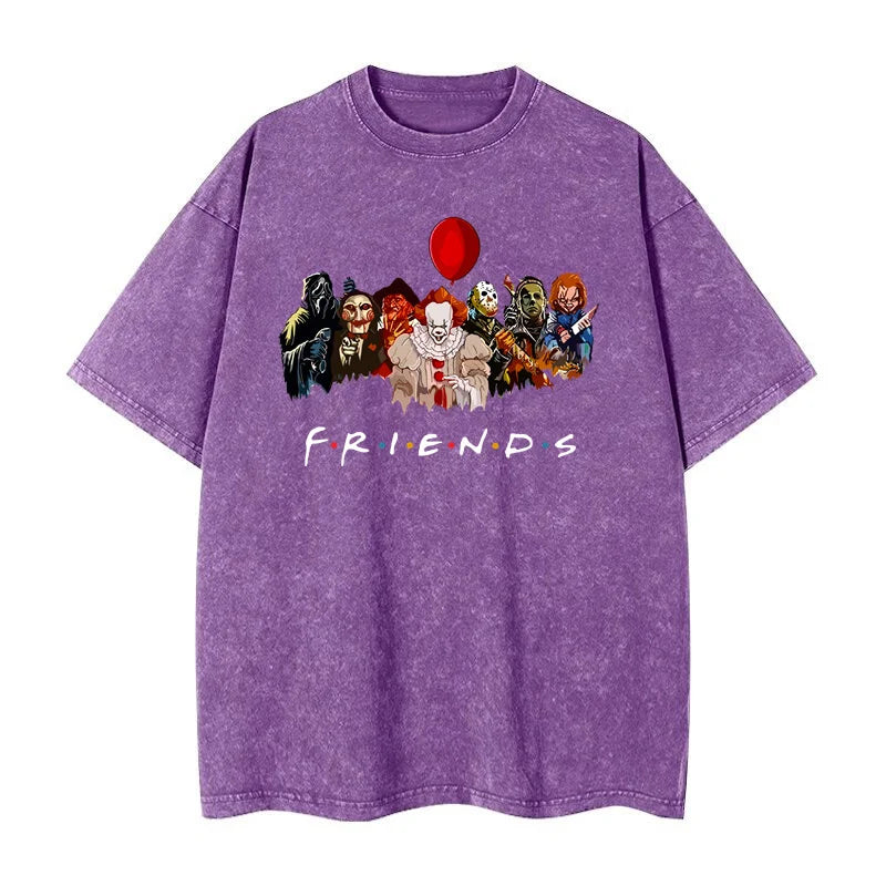Cartoon clown friends simple loose comfortable breathable wash T-shirt
