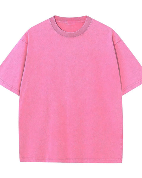 Loose Plus Size Retro Trend Batik 100% Cotton Off Shoulder Wash To Make Old High-quality Solid Color Simple Men's T-shirt