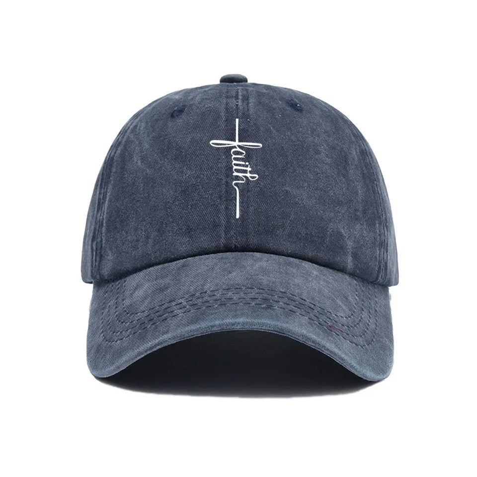 Printed Faith Soft Top Baseball Cap Unisex Outdoor Sun Protection Washable Retro Style Windproof Hat for Men And Women