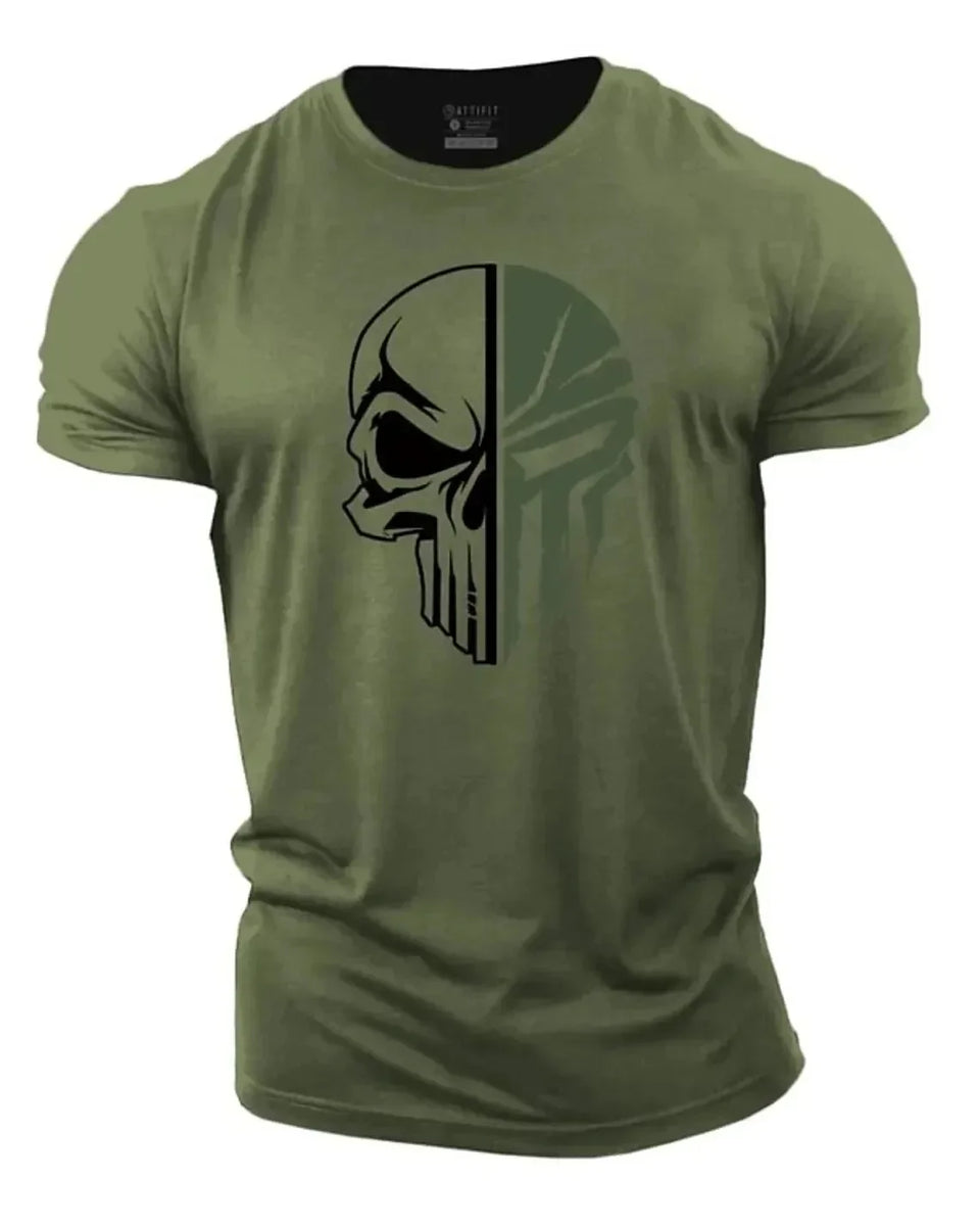 3D Men's T shirt for men Print Military Skull T Shirt Oversized Gym Short-Sleeved Sportswear Men Clothing Sport Top Tees