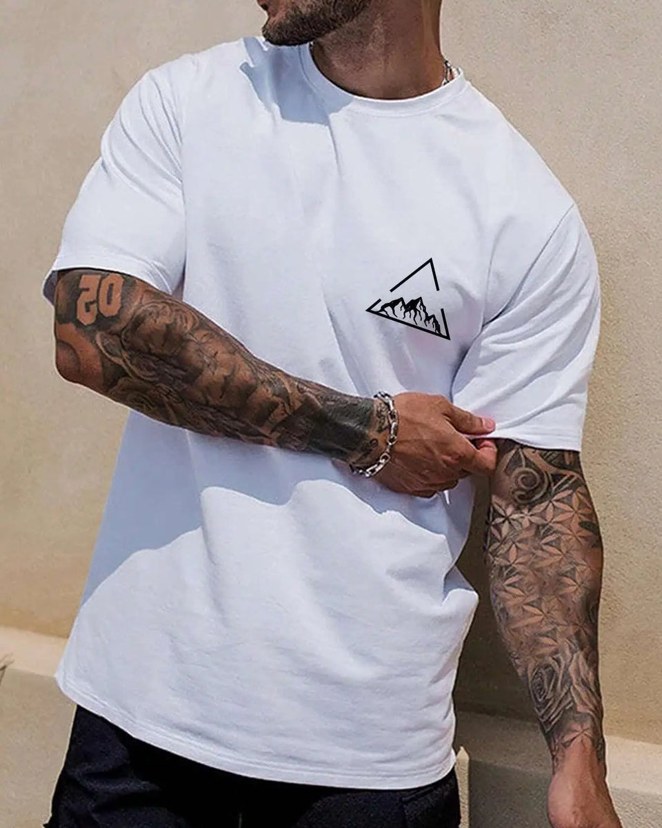 Mountain On Inspirationde Printing T-Shirt Men Oversized Cotton Summer Tshirt Breathable Loose O-Neck Tee Shirts Hip Hop Tees