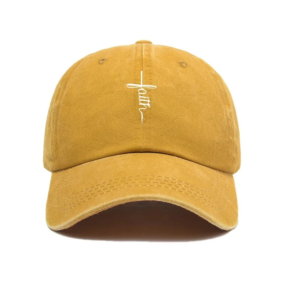 Printed Faith Soft Top Baseball Cap Unisex Outdoor Sun Protection Washable Retro Style Windproof Hat for Men And Women