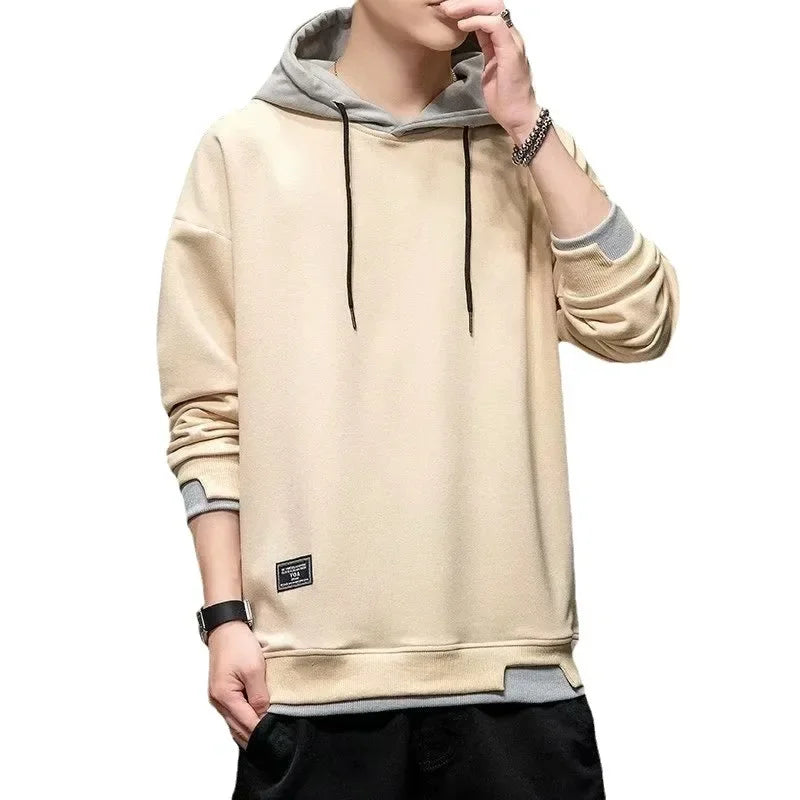 Men's Hoodie Sweatshirt Casual Loose Fashionable Spring Autumn New Style Trendy Versatile Top Trendy Fake Two-Piece Casual Jacke